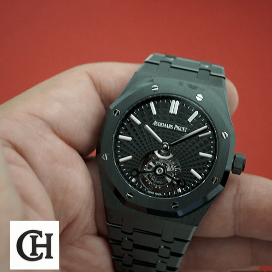 Audemars Piguet Royal Oak Tourbillon 26522CE Audemars Piguet Tourbillion All Black 26522CE.OO_.1225CE on the han