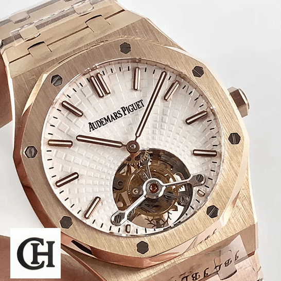 Audemars Piguet Royal Oak Tourbillon 26522ST "Skeleton Dial" audemars piguet royal oak tourbillon white dial 20180803AP004 man dial Audemars Piguet Royal Oak White Dial Tourbillion front view