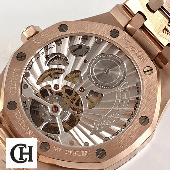 Audemars Piguet Royal Oak Tourbillon 26522ST "Skeleton Dial" Audemars Piguet Royal Oak Tourbillion Gold Case upside view