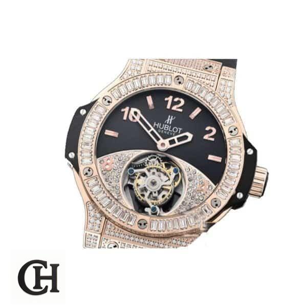 Hublot with diamond tourbillion white backgorund