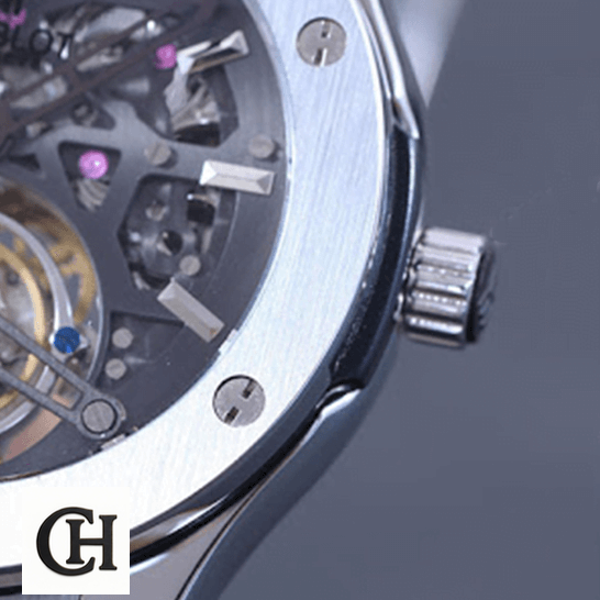 Hublot Classic Fusion Tourbillion Skeleton Dial Steel Case crown