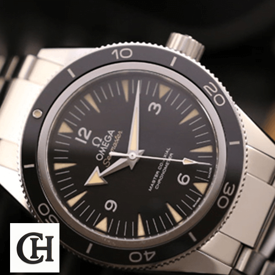 Omega Seamaster "Spectre" 233.32.41.21.01.001 "NATO Strap" Super Accurate Omega Seamaster Black Dial Stainless Steel front view