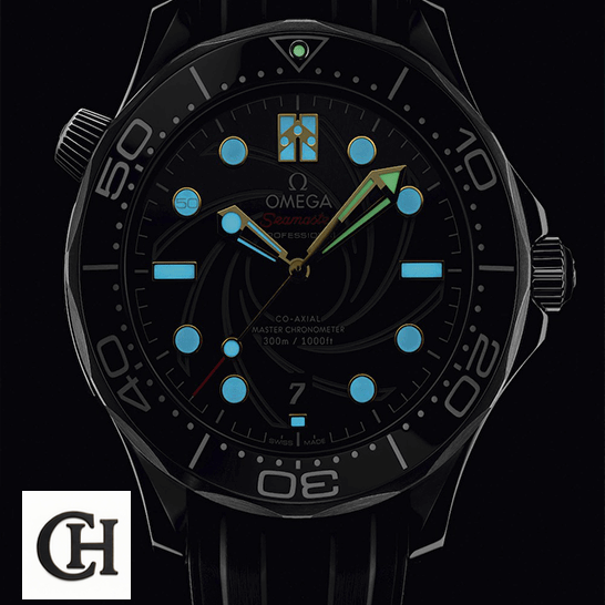 Omega Seamaster Black Crown / Push Button dial phosphor