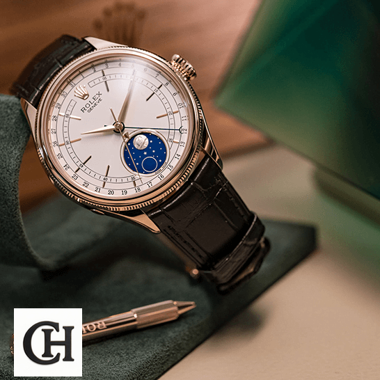 Rolex Cellini Moonphase 50535 Rolex Cellini Moonphase White Dial 50535 next to the box