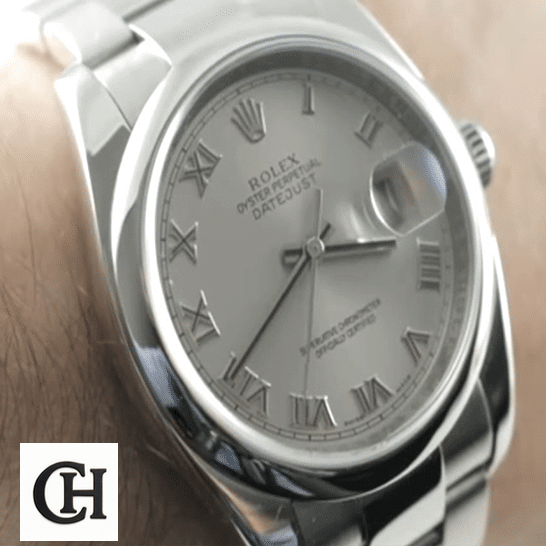 Rolex Datejust 116200 "Black Dial" Quality Rolex Datejust 36 Perpetual 116200 Silver Dial on his arm