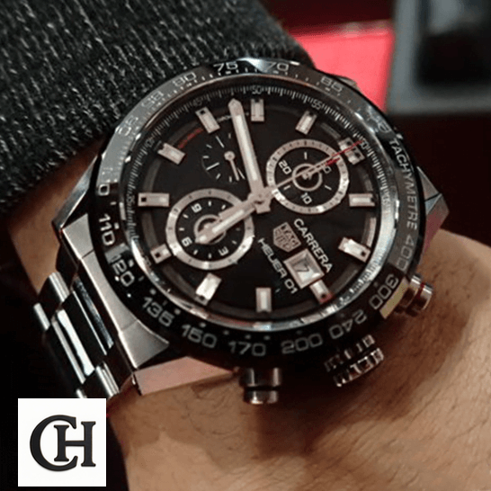 TAG Heuer Carrera Chronograph CBN2A1A.BA0643 Tag Heuer Black Dial cAR201Z.BA0714 on the man wrist