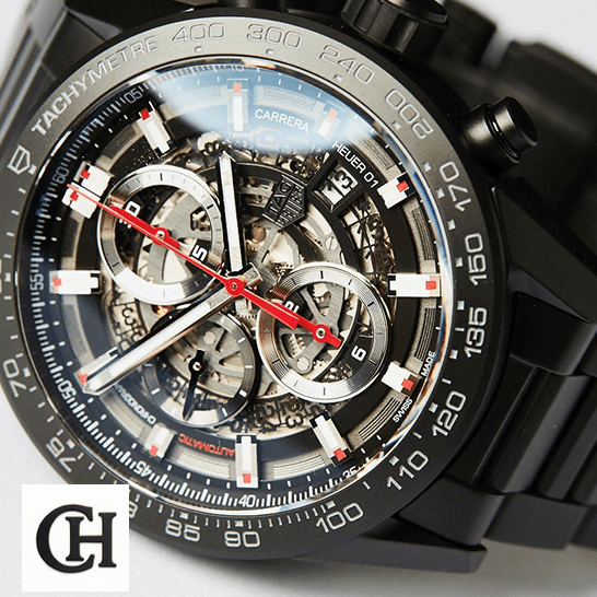 TAG Heuer Carrera 01 CAR2090.BH0729 "Black Skeleton" Top Grade Tag Heuer Carrera 01 Black white background