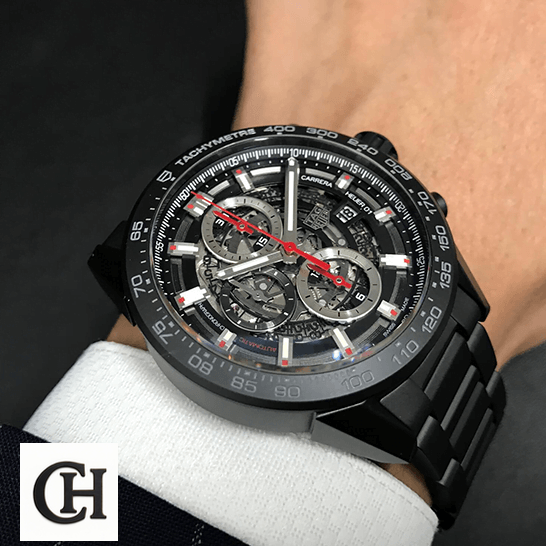 TAG Heuer Carrera 01 CAR2090.BH0729 "Black Skeleton" Top Grade Tag Heuer Carrera Black Red Second Hand on the man wrist