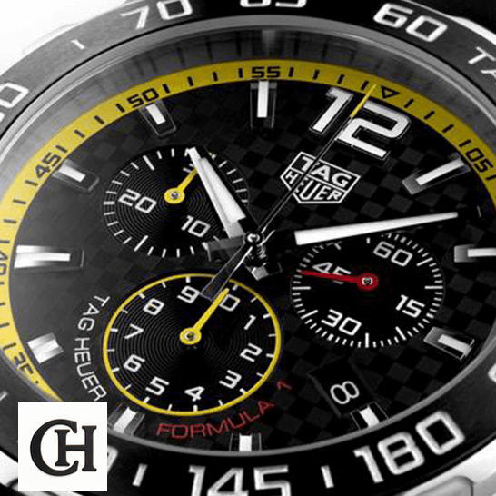 Tag Heuer Carrera Formula 1 Black Dial close analog view