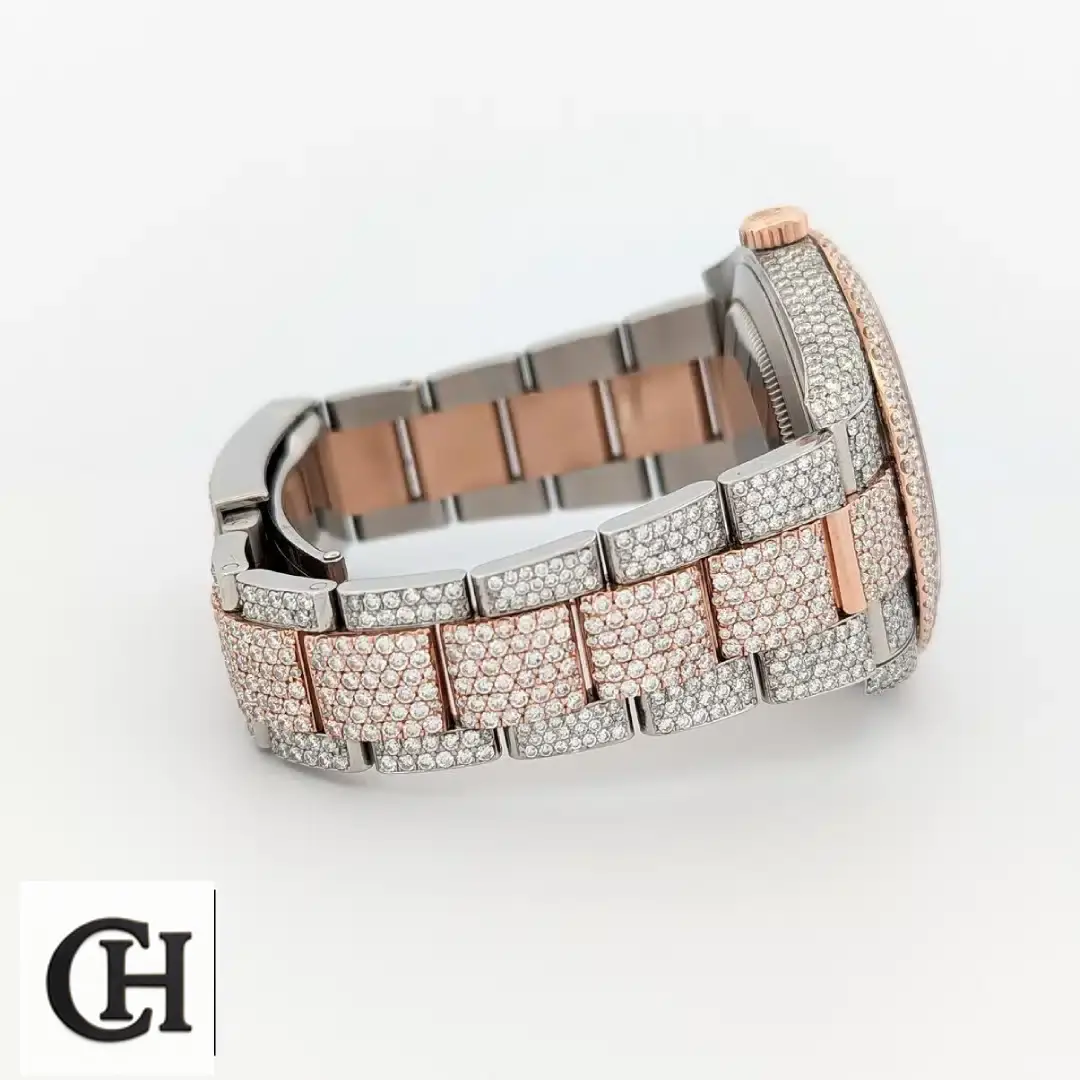 Rolex Datejust 126303 Rolex Datejust 126303 two-tone Oyster watch with a fully iced-out design