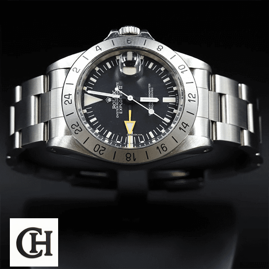 Rolex Explorer II 1655 "Steve McQueen" Vintage Handcrafted Rolex Explorer II 1655 (Antique) Black Dial WARO025 Oyster Black Background