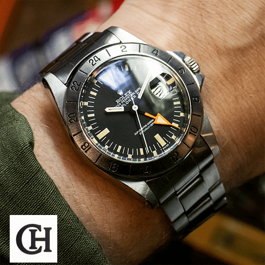 Rolex Explorer II 1655 "Steve McQueen" Vintage Handcrafted Rolex Explorer II 1655 (Antique) WARO025 Black Dial on his arm