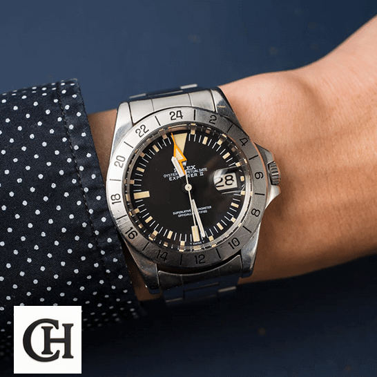 Rolex Explorer II 1655 "Steve McQueen" Vintage Handcrafted Rolex Explorer II 1655 (Antique) WARO025 Stainless Steel Case on his arm