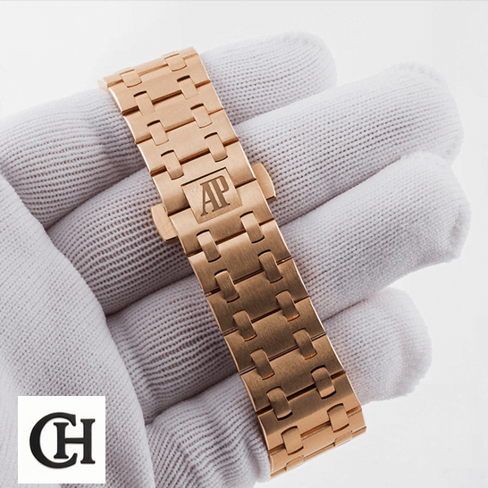 Audemars Piguet Royal Oak 15500OR "Rose Gold" Precision audemars piguet royal oak offshore rose gold dial chronograph 26470OR.OO.1000OR.01 bracelet Audemars Piguet 26470OR.OO_.1000OR.01 Rose Gold Bracelet on the hand