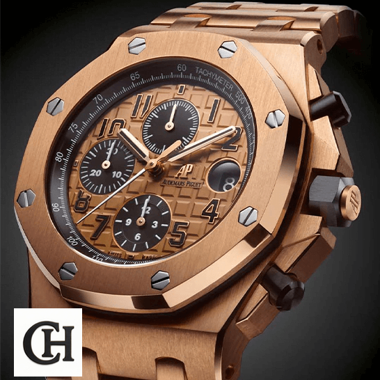 Audemars Piguet Royal Oak 15500OR "Rose Gold" Precision audemars piguet royal oak offshore rose gold dial chronograph 26470OR.OO.1000OR.01 front Audemars Piguet Royal Oak Offshore Rose Gold black background