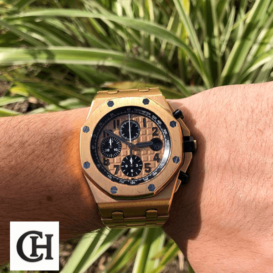 Audemars Piguet Royal Oak 15500OR "Rose Gold" Precision audemars piguet royal oak offshore rose gold dial chronograph 26470OR.OO.1000OR.01 hand Audemars Piguet Royal Oak Rose Gold Dial grass background