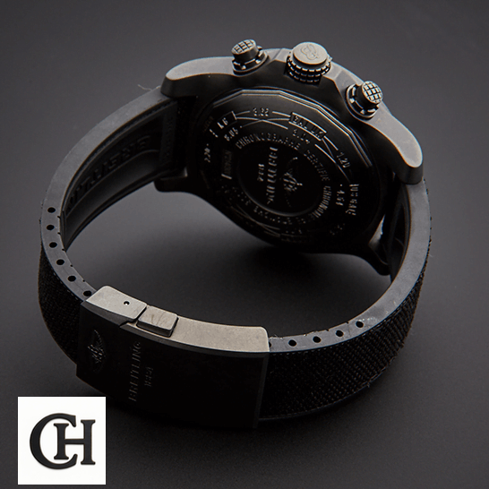 Breitling Super Avenger II M133711A/BF30 Breitling M133711ABF30 Super Avenger Black Buckle Bracelet grey backgorund