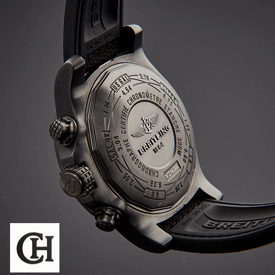 Breitling Super Avenger II M133711A/BF30 Breitling Super Avenger M133711ABF30 Black Steel Case upside view