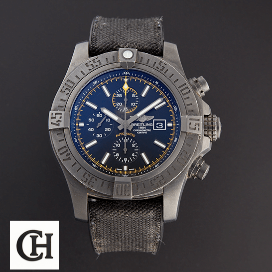 Breitling Super Avenger II M133711A/BF30 Breitling Super Avenger M133711ABF30 Black Dial front view