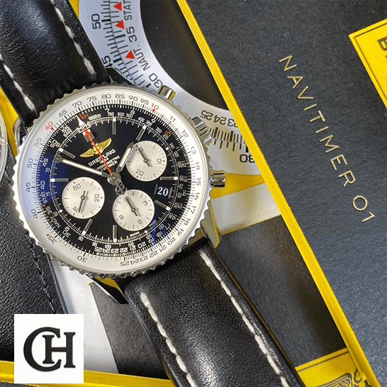Breitling Navitimer B01 Chronograph 46 AB0127211B1X1 "Black Dial" Signature Edition breitling navitimer B01 black chronograph dial automatic AB0127211B1P2 Breitling Navitimer Black Dial & Leather Bracelet
