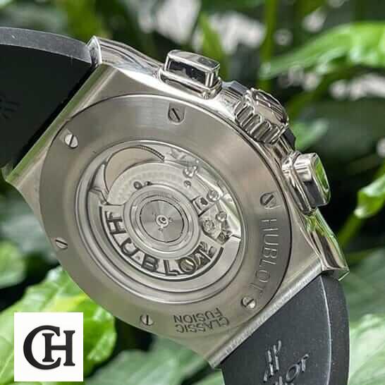 Hublot Classic Fusion 521.NX.7071.LR "Racing Grey" First-Class hublot leather strap 5 Hublot Classıc Fusıon Stainless Steel Case upside view black rubber bracelet