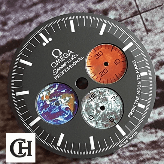 Omega Speedmaster Professional 3577.50.00 "From the Moon to Mars" Master Omega Speedmaster From The Moon Mars Dial dial close view