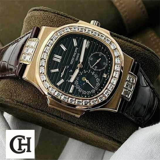 Patek Philippe Diamond Bezel Black Dial on the stand