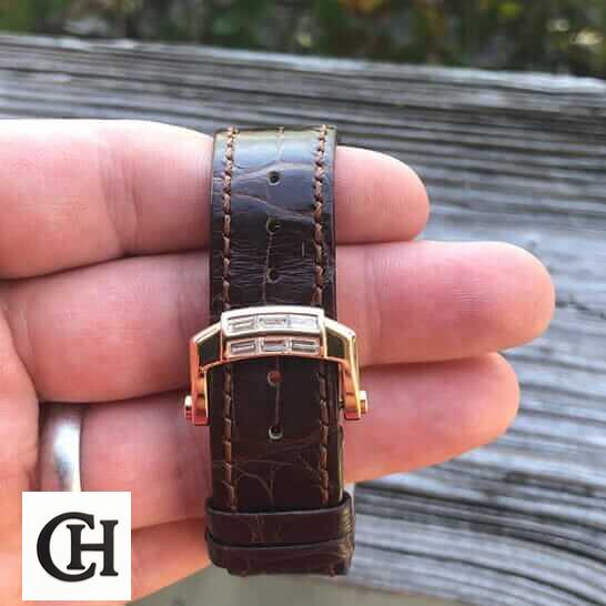 Patek Philippe Leather Brown Bracelet Gold Clasp Replca on the hand