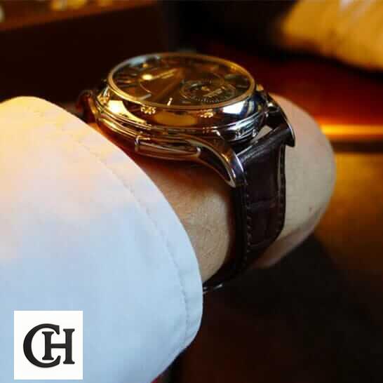 Patek Philippe Minute Repeater Tourbillon 5207P Patek Philippe Geneve Repeater Brown Leather Bracelet on the man wrist