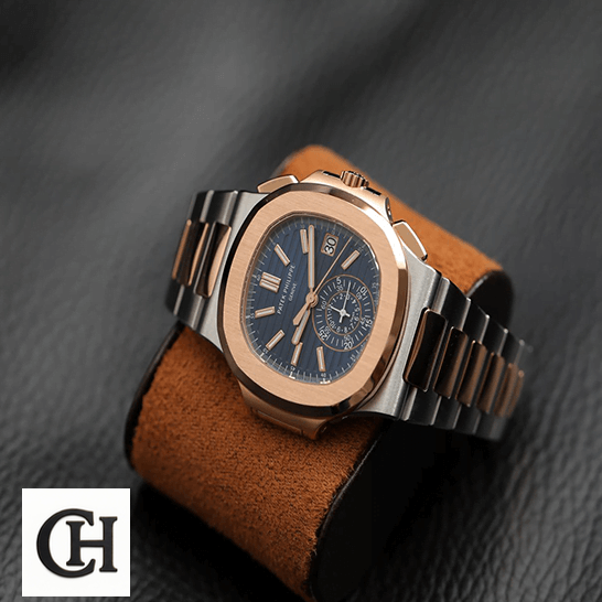 Patek Philippe Nautilus 5980/1AR-001 Patek Philippe Nautilus 5980-1AR Blue Dial on the leather carpet