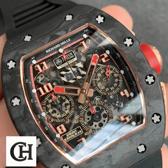 Richard Mille RM 011 "F1 Chronograph" Premium Richard Mille RM011 Romain Lotus F1 Rose Gold black dial