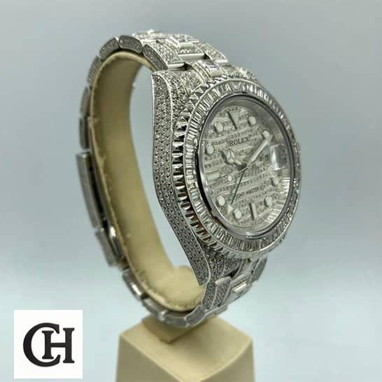 Rolex GMT-Master II 116759SARU Rolex GMT-Master II Custom Diamond Set Case 116710LN Iced Out left side