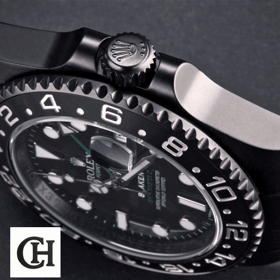 Rolex GMT-Master II 116710 "Blaken DLC-PVD" High-End Rolex Blaken GMT-Master II 116710 Black Case Right side Crown Pusher