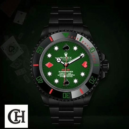 Rolex Submariner 114060 Rolex 114060 Submariner Poker Green Dial poker card background