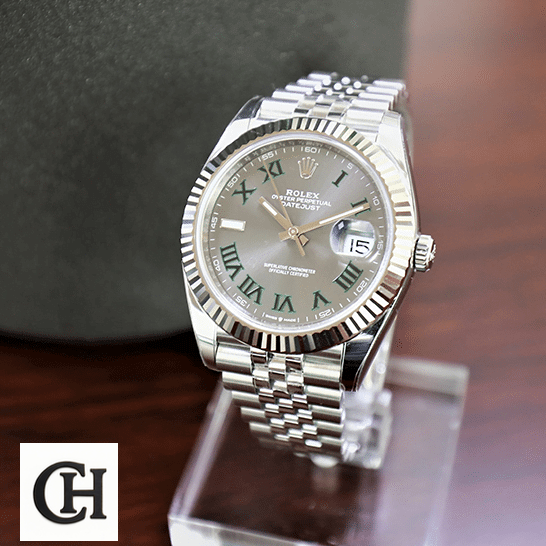 Rolex Datejust 126300 "Slate Roman Dial" Supreme Rolex Datejust II Perpetual 126300-0014 Fluted Bezel on the stand
