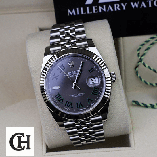 Rolex Datejust 126300 "Slate Roman Dial" Supreme Rolex Datejust II Perpetual 126300-0014 Fluted Bezel Stainless Steel Jubilee Bracelet