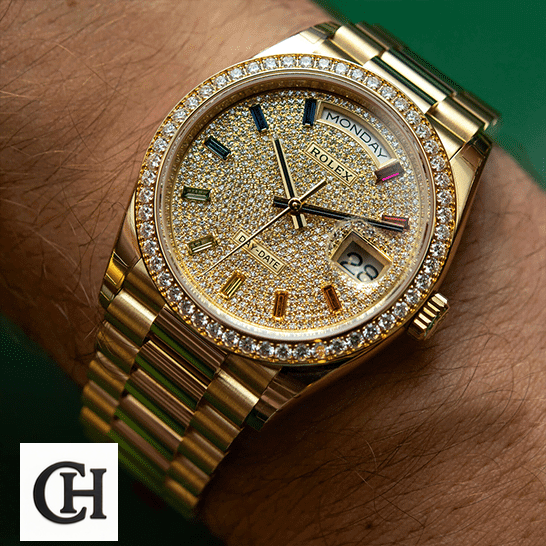 Rolex Day-Date 128348RBR "Pave Diamond Dial" Perfect Duplicate Edition Rolex Day-Date 128348RBR "Pave Diamond Dial" Perfect Duplicate Edition