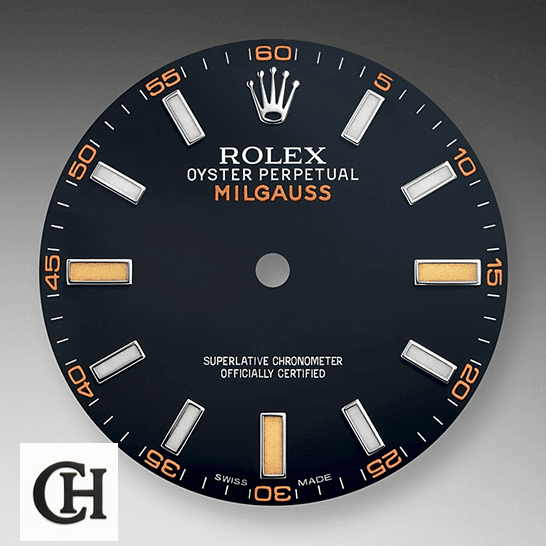 Rolex Milgauss M116400GV black dial with bar indices and bar hands