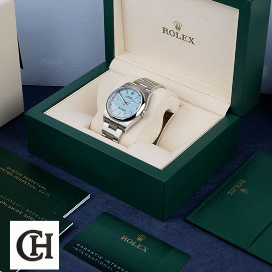 Rolex Perpetual 126000 Turquoise Dial Oyster in the Green Rolex box