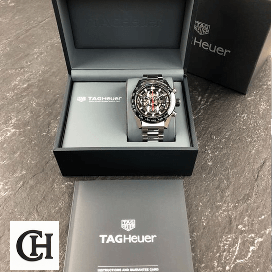 TAG Heuer Carrera 01 CAR2A1W.BA0703 "Black Steel" Collector’s tag heuer carrera Tag Heuer Carrera Calibre Black Bezel Steel Bracelet in the box