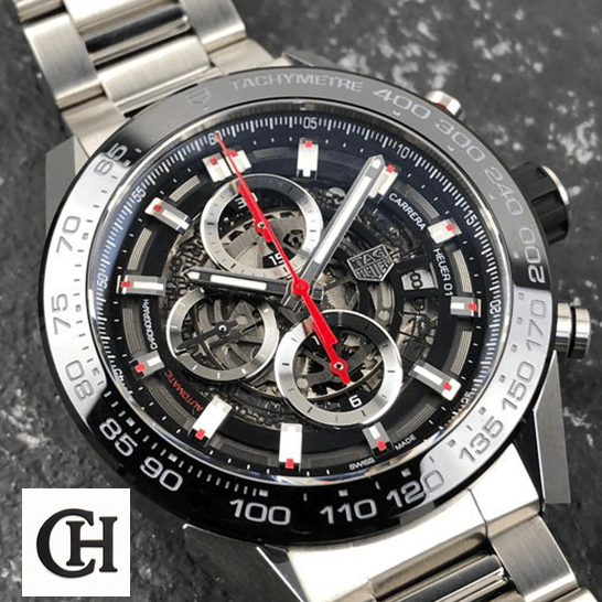 TAG Heuer Carrera 01 CAR2A1W.BA0703 "Black Steel" Collector’s tag heuer carrera calibre heuer 01 automatic chronograph CAR2A1W left Tag Heuer Carrera Calibre Heuer 01 Black Dial black background