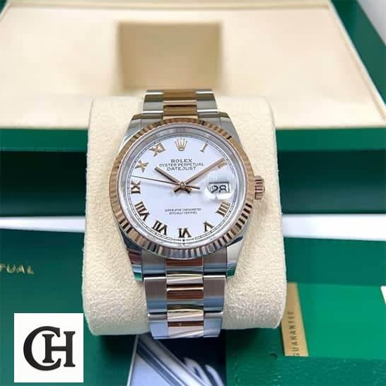 Rolex Datejust 126300 "White Roman Dial" Authentic rolex model 126231 replica5w Rolex Datejust 36 White Gold Roman Numerial Dial Oyster