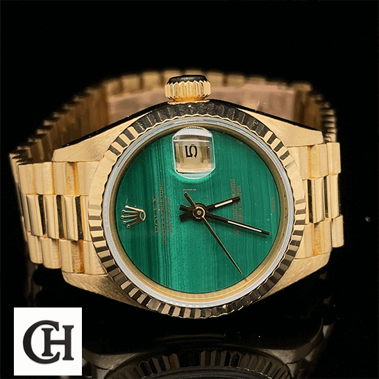 Rolex Datejust 69178 Rolex Datejust 69178 Yellow Gold Fluted Bezel Malachite Dial