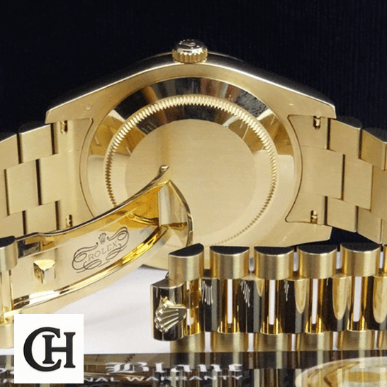 Rolex Day-Date 218238-0037 Precision Edition rolex day date 218238 0037 case Rolex Day-Date II 218238-0037 Yellow Gold Case Open Fold Clasp