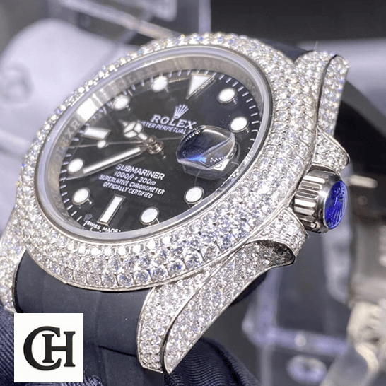 Rolex Submariner 116336 "Oysterflex" Ultimate rolex submariner 116336 bezel 1 Rolex 116336 Submariner Diamond bezel crown / push button