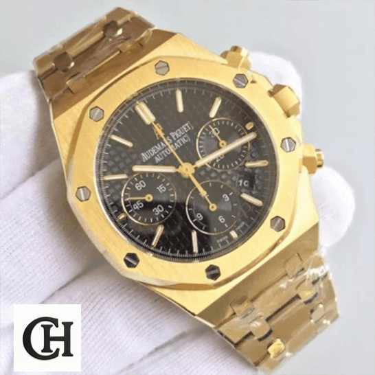 Audemars Piguet Royal Oak Chronograph 26320ST.OO.1220ST.01 Audemars Piguet Royal Oak Black Dial on the white glove hand