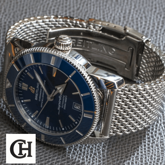 Breitling Superocean Heritage II B20 AB201016 Breitling Heritage Steel Bracelet Blue Dial side view