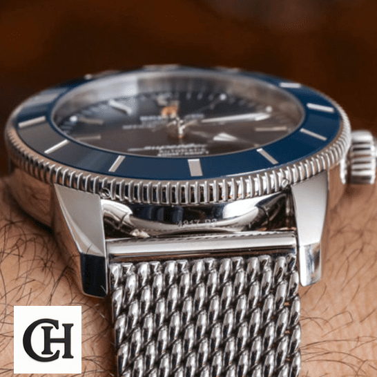 Breitling Superocean Heritage II B20 AB201016 Breitling AB2010161C1A1A Blue Bezel on the man wrist