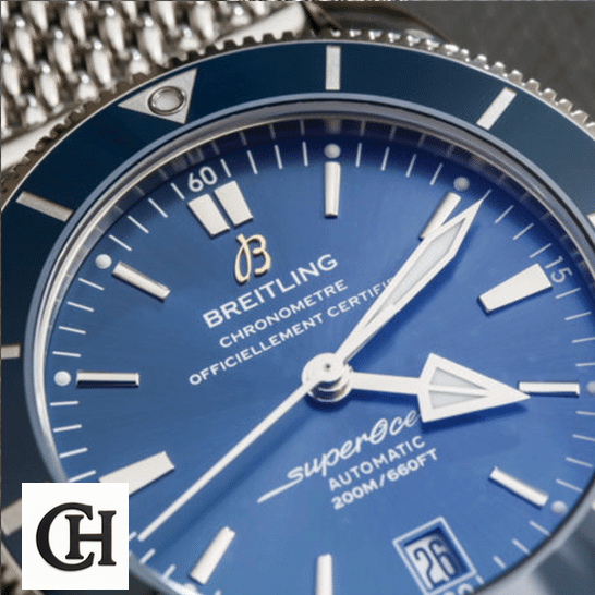 Breitling Superocean Heritage II B20 AB201016 Breitling Superocane Blue Dial close analog view