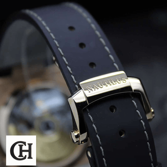 Patek Philippe Nautilus Chronograph Flyback 5980R-001 Patek Philippe Black Rubber Bracelet Steel Case upside view